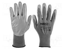 Protective gloves; Size: 11; grey; polyester,polyurethane