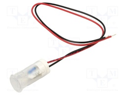 Indicator: LED; flat; white; Ø12mm; QS; cables; 200mm; plastic