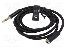 Cable; Jack 3.5mm 4pin socket,Jack 3,5mm 4pin plug; 1m; black