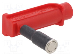 Magnetic cap; 4A; 1000V; red; Socket size: 4mm; angled 90°; Ø: 10mm