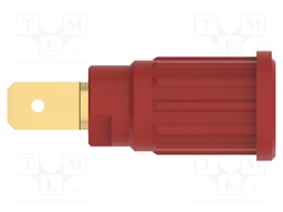 Socket; 4mm banana; 32A; 1kV; red; gold-plated; push-in,on panel