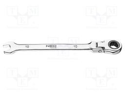 Wrench; combination spanner,with ratchet,with joint; 10mm