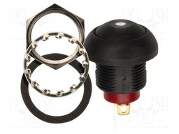 Switch: push-button; Pos: 2; SPST; 0.1A/50VDC; 0.125A/125VAC; black