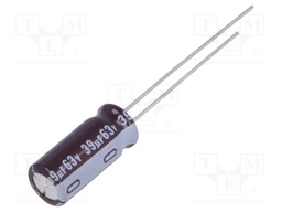 Capacitor: electrolytic; low impedance; THT; 39uF; 63VDC; ±20%