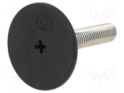 Foot of pin; rigid,with screwdriver slot; Base dia: 50mm; M12