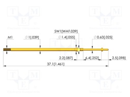 Test needle; Spring compression: 4.3mm; 6.35mm; 3A; CuBe; Ø: 0.6mm