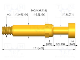 Test needle; Spring compression: 2.8mm; 3.5mm; 5A; brass; Ø: 3.5mm