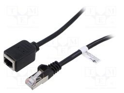 Extender RJ45; F/UTP; 5e; Cu; PVC; black; 1m; RJ45 socket,RJ45 plug