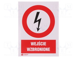 Safety sign; prohibitory; W: 74mm; H: 105mm; FS
