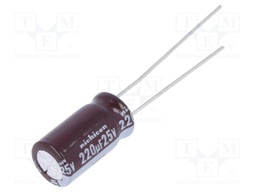 Capacitor: electrolytic; low impedance; THT; 220uF; 25VDC; Ø8x15mm