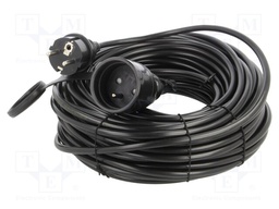Extension lead; Sockets: 1; PVC; black; 3x1mm2; 30m; 10A; STANDARD