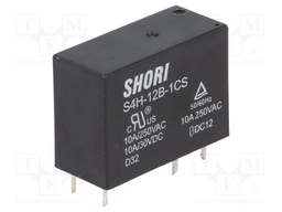 Relay: electromagnetic; SPDT; Ucoil: 12VDC; 10A/250VAC; 10A/30VDC