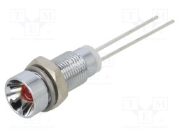 Indicator: LED; recessed; red; 2VDC; Ø6mm; 2pin; metal