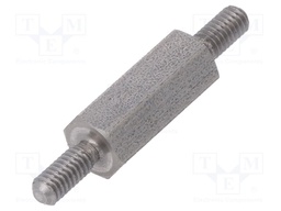 Screwed spacer sleeve; 12mm; Ext.thread: M2,5; hexagonal