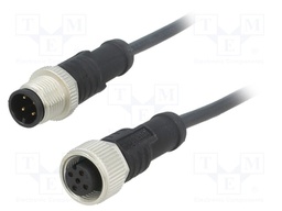 Cable: for sensors/automation; PIN: 4; M12-M12; 1m; plug; plug; 250V