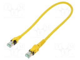 Patch cord; S/FTP; 6a; stranded; Cu; PUR; yellow; 0.5m; halogen free