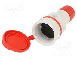 Connector: AC supply; female; socket; 2P+PE; 250VAC; 16A; for cable