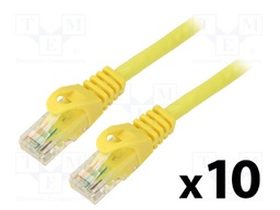 Patch cord; U/UTP; 5e; stranded; CCA; PVC; yellow; 0.5m; 26AWG