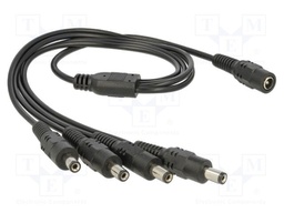 Cable; DC 5,5/2,1 plug x4,DC 5,5/2,1 socket; straight; black