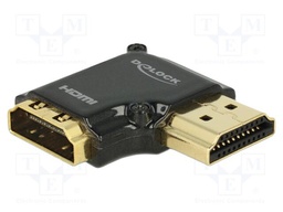 Adapter; HDMI socket,HDMI plug 90° left/right; metal; black
