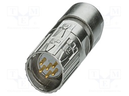 Connector: M23; plug; PIN: 6; soldering; straight; M23 PRO; 20A; 300V