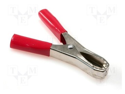 Crocodile clip; 50A; Grip capac: max.31mm; Overall len: 100mm; red