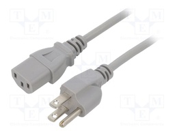 Cable; IEC C13 female,NEMA 5-15 (B) plug; PVC; 1.8m; grey; 10A