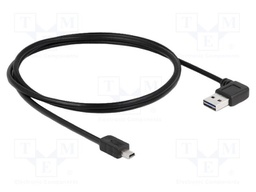 Cable; USB 2.0; gold-plated; 1m; black; 24AWG,28AWG; 480Mbps