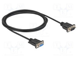 Cable; D-Sub 9pin socket,D-Sub 9pin plug; PVC; Len: 2m; black