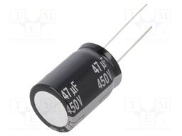 Capacitor: electrolytic; THT; 47uF; 450VDC; Ø18x25mm; ±20%; 10000h