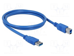 Cable; USB A plug,USB B plug; gold-plated; 1m; blue; Cu; 5Gbps