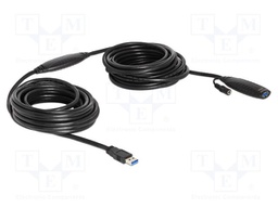Cable; DC socket,USB A socket,USB A plug; 10m; black