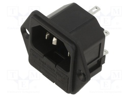 Connector: AC supply; socket; male; 10A; 250VAC; C14 (E),1x fuse