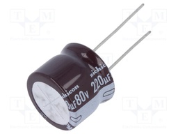 Capacitor: electrolytic; low impedance; THT; 220uF; 80VDC; ±20%