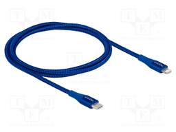 Cable; USB 2.0; Apple Lightning plug,USB C plug; 1m; blue; Cu