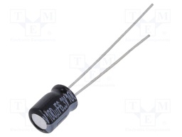 Capacitor: electrolytic; THT; 100uF; 6.3VDC; Ø5x7mm; Pitch: 2mm