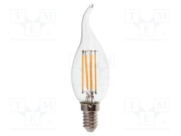 LED lamp; white warm; E14; 220÷240VAC; 400lm; P: 4W; 300°; 3000K