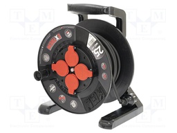 Extension lead; reel,with non-rotating sockets; Sockets: 4; 25m