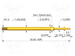 Test needle; Spring compression: 4mm; 5mm; 5A; CuBe; gold-plated