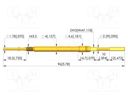 Test needle; Spring compression: 9.5mm; 10mm; 10A; CuBe; Ø: 2.8mm