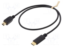 Cable; USB 2.0; USB B mini plug,USB C plug; gold-plated; 0.5m