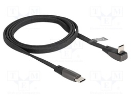 Cable; USB 2.0; USB C plug,USB C plug 90° up/down; 1m; black