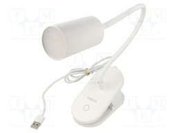 Lamp: bench; 4000K; flexible; 200lm; 3.8W; ABS,metal; white; USB A