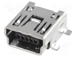 Socket; USB B mini; SMT; PIN: 5; horizontal