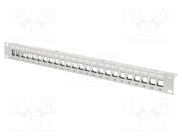 Patch panel; Keystone; grey; Number of ports: 24; 19"; rack 19"