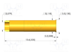 Test probe socket; gold-plated; KS-913; L: 13.6mm; test needles