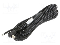 Cable; 2x0.52mm2; DC 5,5/2,5 plug; angled; black; 5m; -25÷70°C
