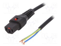 Cable; IEC C13 female,wires; 4m; with IEC LOCK locking; black