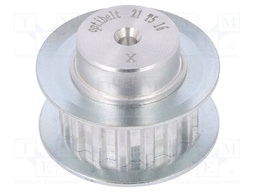 Belt pulley; T5; W: 10mm; whell width: 21mm; Ø: 24.6mm; aluminium