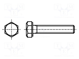Screw; M4x20; DIN: 933; Head: hexagonal; none; brass